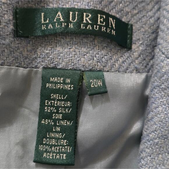 Ralph Lauren Women's Light Blue Silk Linen Blend Blazer Plus Size 20W - Picture 11 of 11